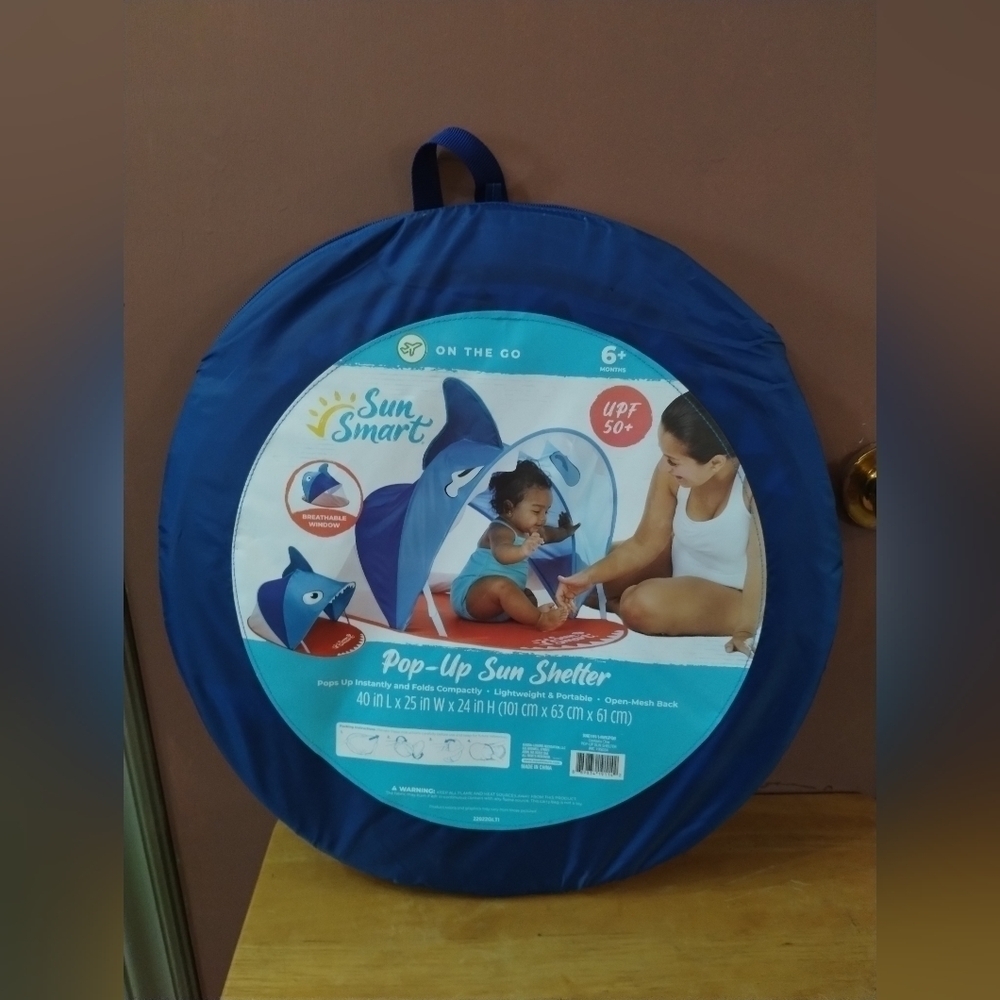New Sun smart on the go baby beach shark canopy pop up sun shelter
